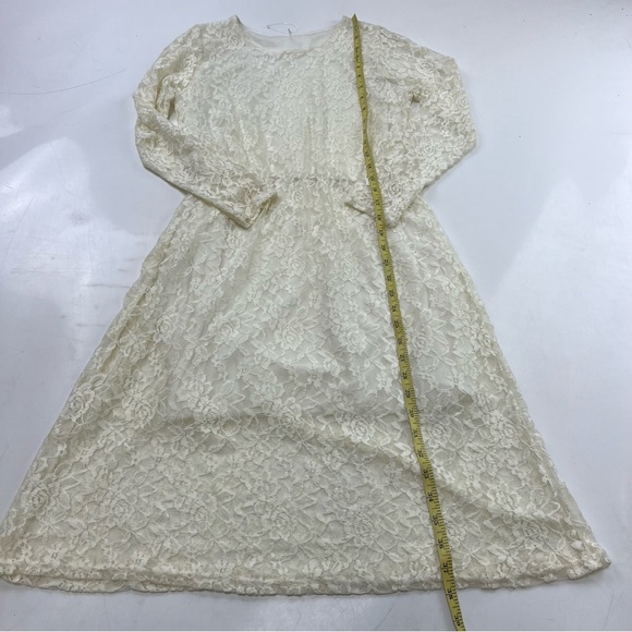 women’s vintage 80s 90s lace beige white dress S L76-15 - Picture 3 of 5